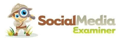 לוגו Social Media Examiner עם דמות חוקר המביט בזכוכית מגדלת