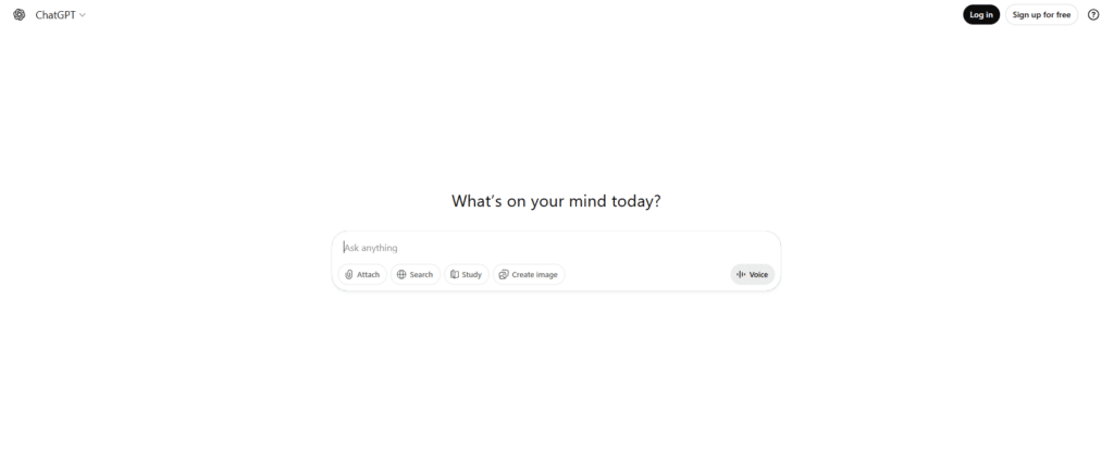 ממשק ChatGPT עם תיבת שיחה והכיתוב What's on your mind today